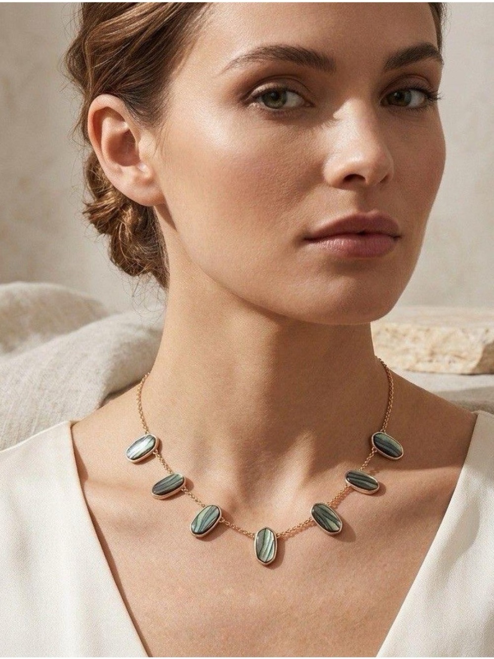 Kendra Scott Meadow Collar Necklace - Abalone/Rose Gold Adjustable